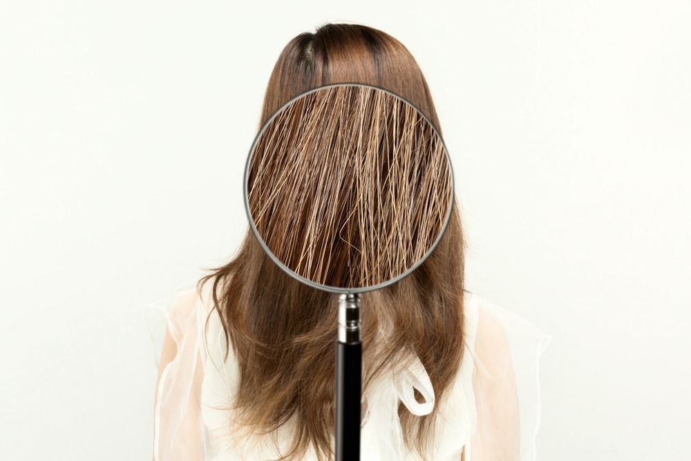 A Woman Hair Magnified Through A Magnifying Glass — Naturopath Australia In Mermaid Beach, QLD