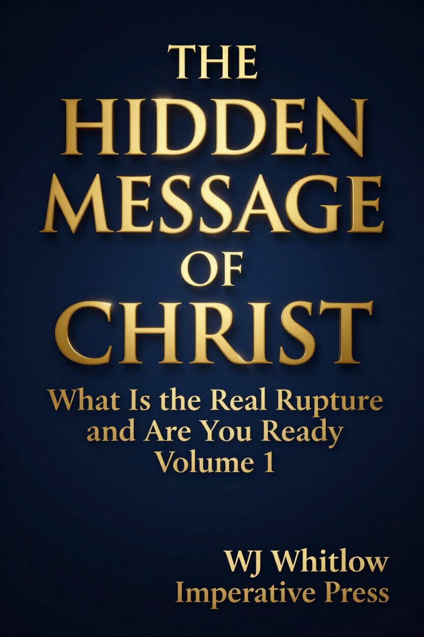 Book cover reading “The Hidden Message of Christ: What Is the Real Rapture and Are You Ready, Volume 1” on dark blue background