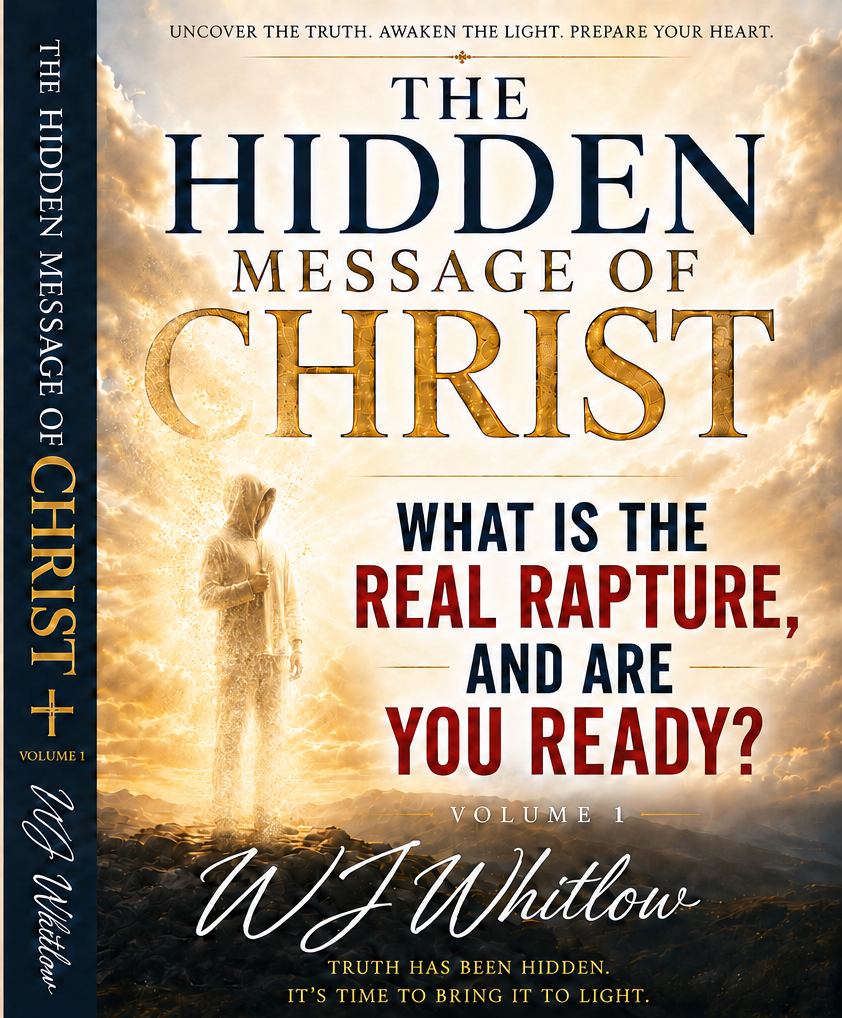 Book cover: The Hidden Message of Christ by W.J. Whalen, gold and blue with “What is the real rapture?”