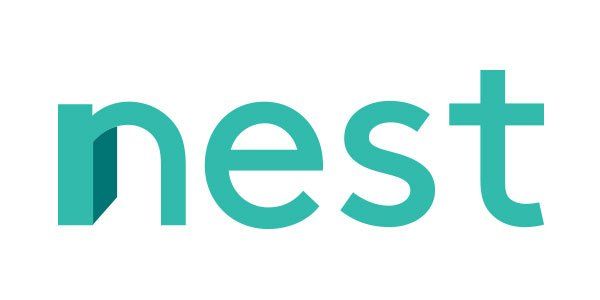 A blue nest logo on a white background