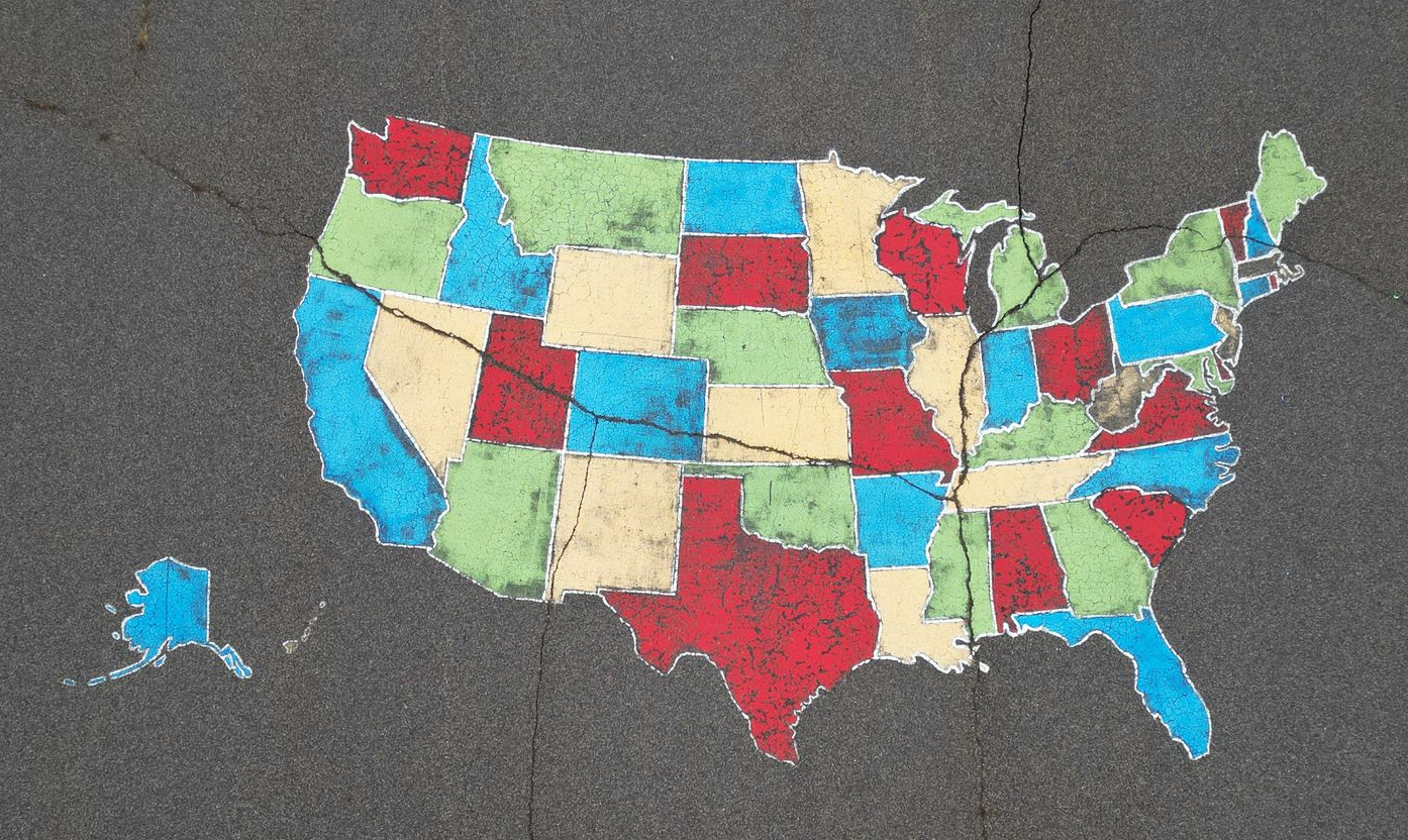 A colored map of the united states