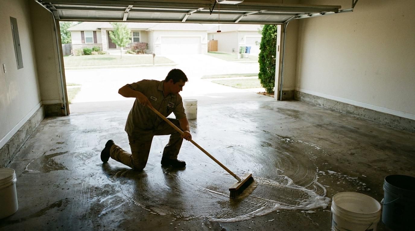 How to clean a concrete garage floor step by step