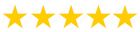 A row of five yellow stars on a white background.