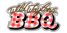Wild Waylon's BBQ logo with red and white checkered letters and rope-like text.