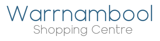 Warrnambool Shopping Centre logo in blue and gray text on a white background