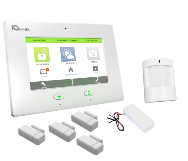 A security system with a monitor and a motion sensor
