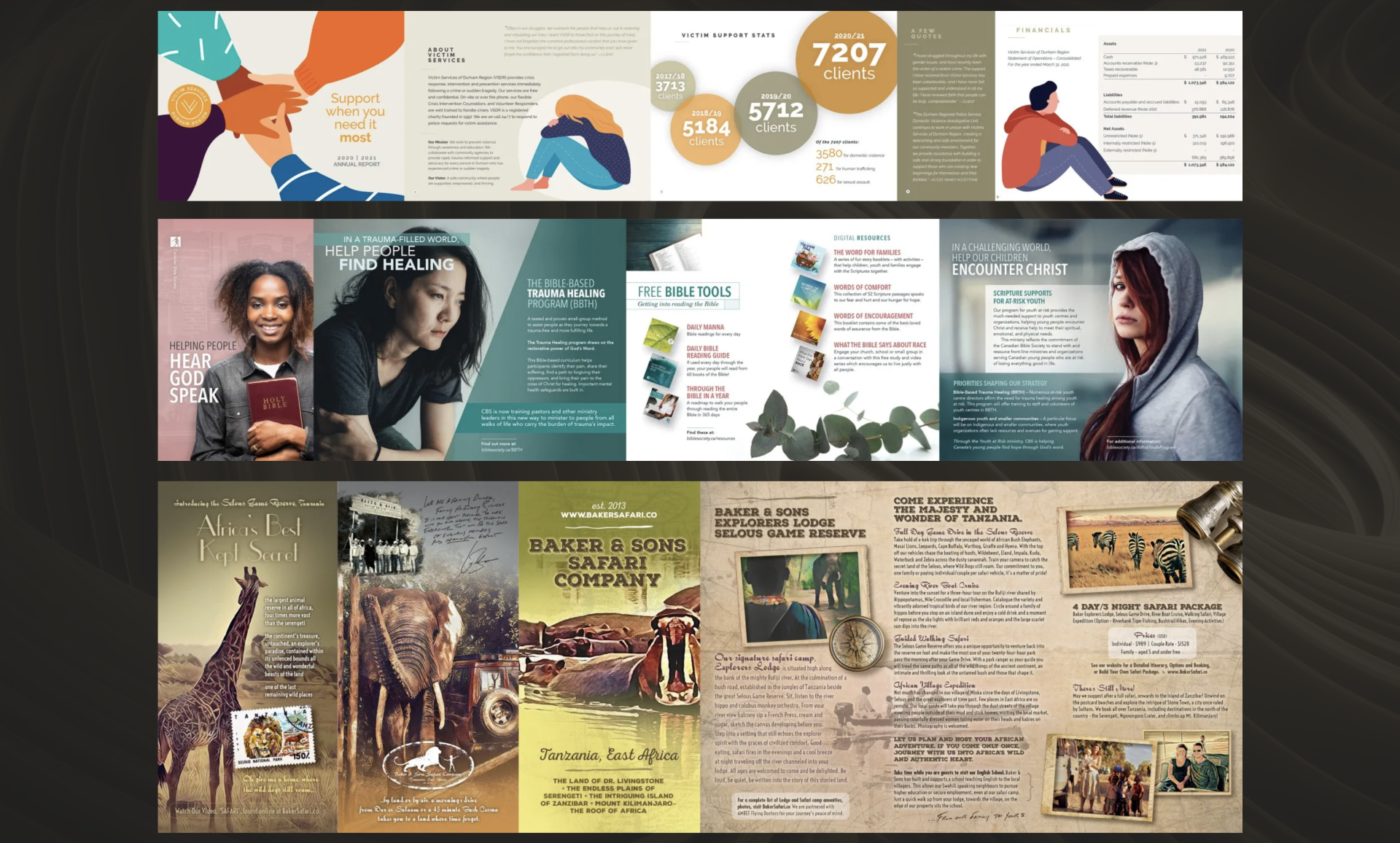 Graphic design samples showcasing some of our on-trend and modern designs