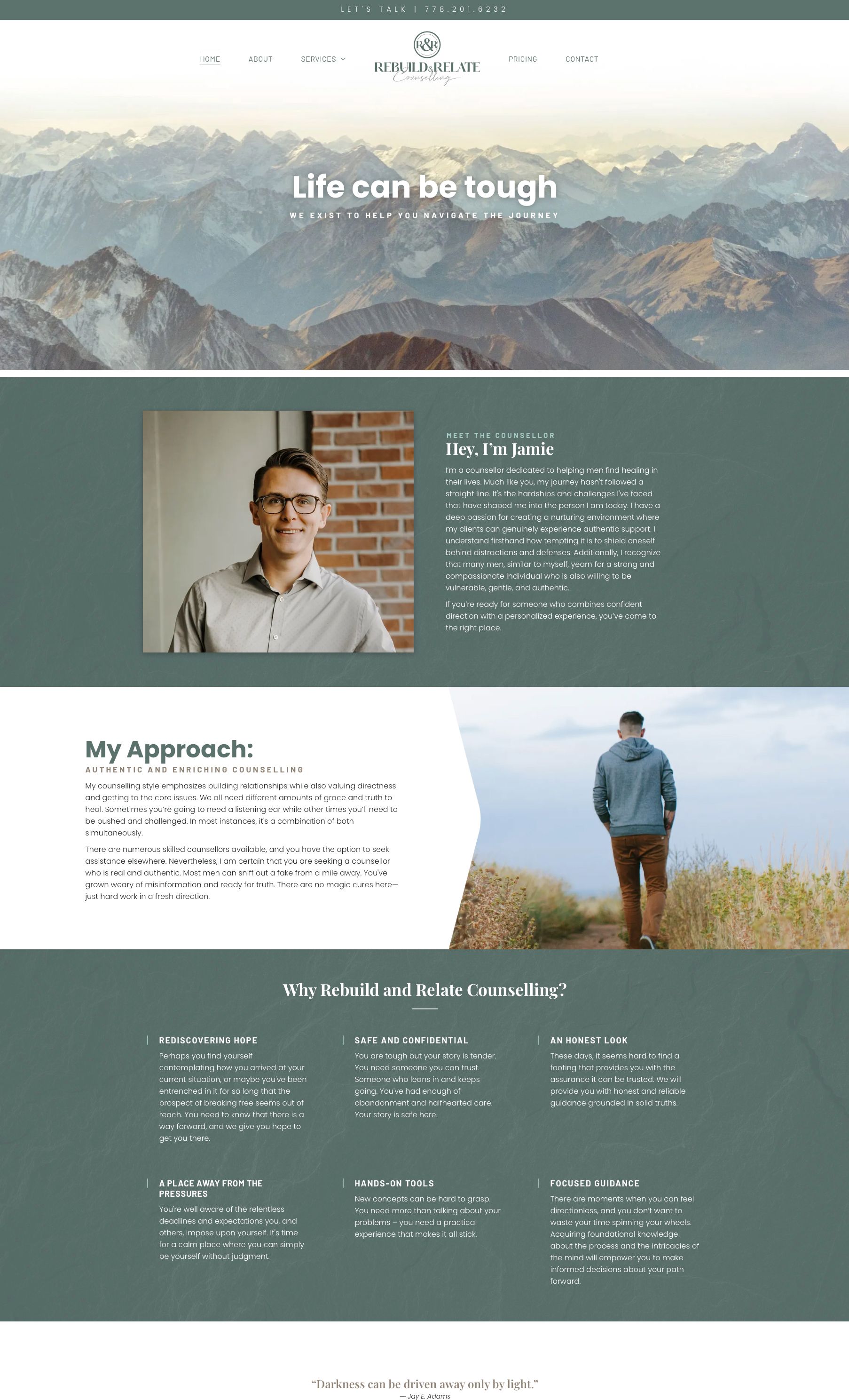 Rebuild and Relate Counselling website design