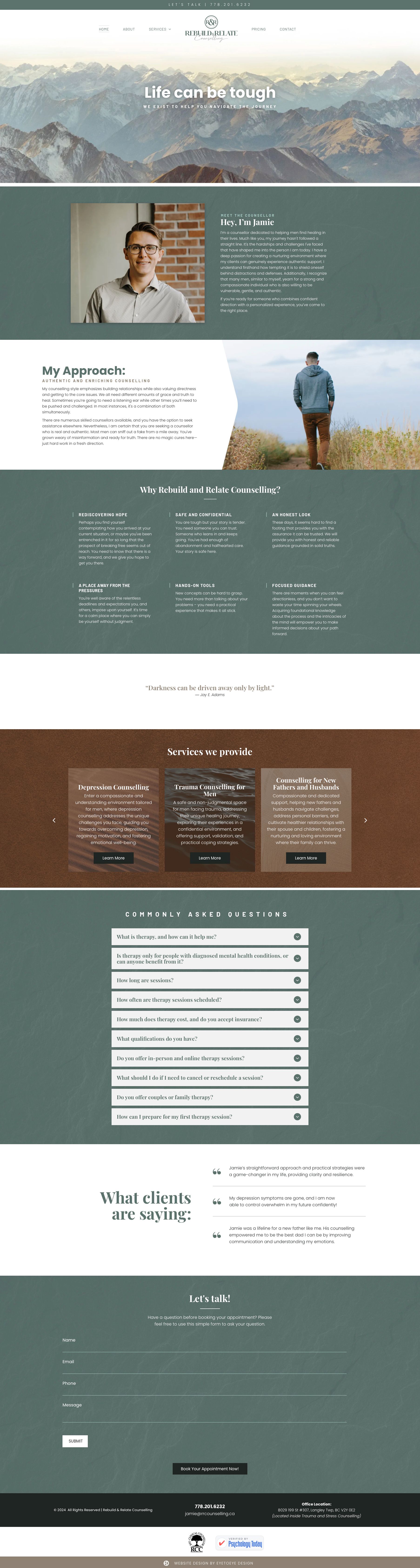 Rebuild and Relate website design mockup