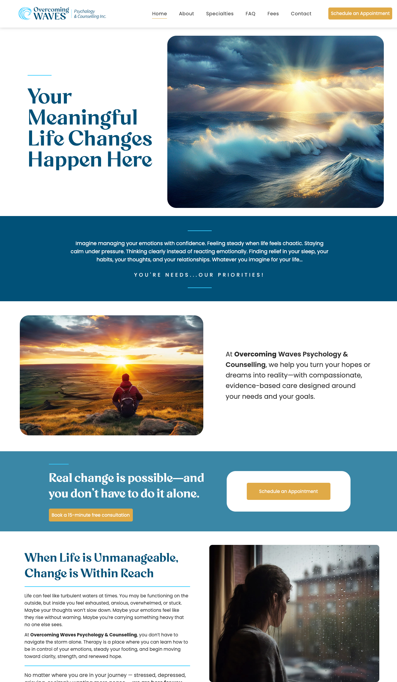 Overcoming Waves counselling website design