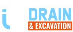 Transcanada Drain Logo A gray and blue P-trap plumbing pipe against a white background.