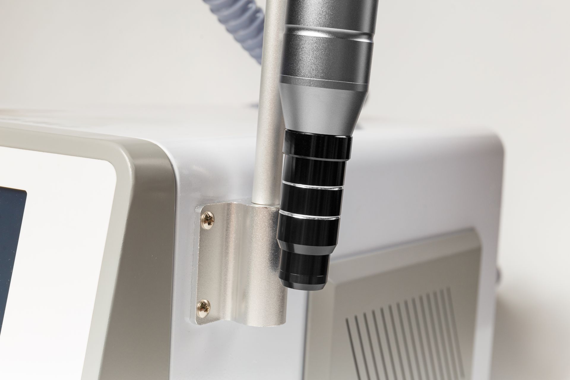 A close up of a machine with a microphone attached to it.