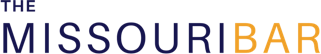 A blue and yellow logo for the missouri bar