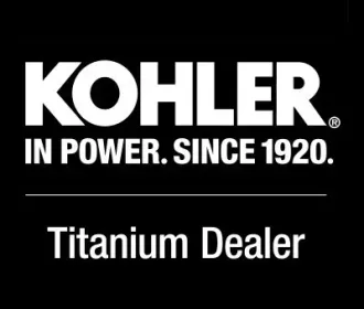 KOHLER logo with “IN POWER. SINCE 1920.” and “Titanium Dealer” on black background