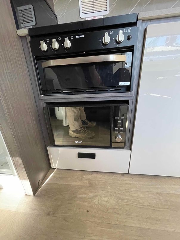 Black Built-in Oven and Microwave Stacked — B & C Caravan Service Pty Ltd In Dubbo, NSW