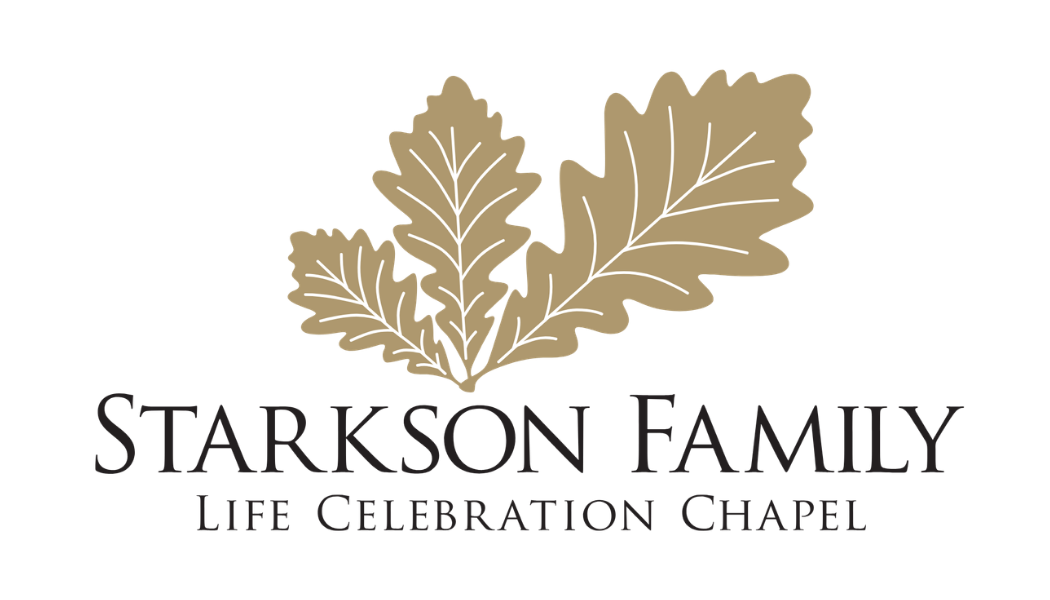 three golden brown oak leaves atop the words Starkson Family