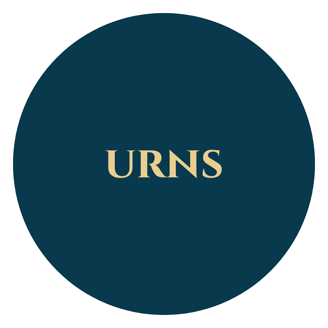 Blur circle with the words, urns, inside the circle.