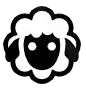 Black-and-white sheep face logo with fluffy outline and rounded features