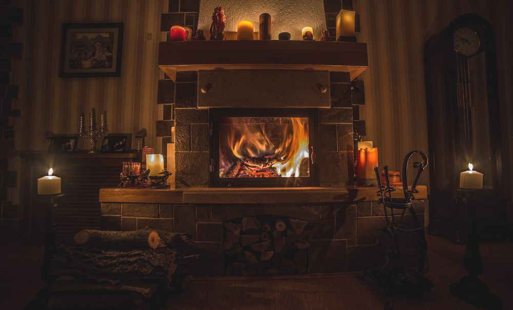 Lit Fireplace Centred in a Dark — Southern Trade Services in Warburton, VIC