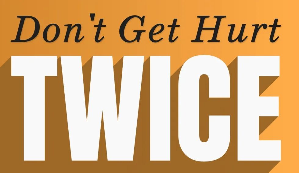 Orange poster with italic text “Don’t Get Hurt” above large white “TWICE” lettering