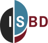 ISBD logo with black, blue, and maroon circular design and white lettering