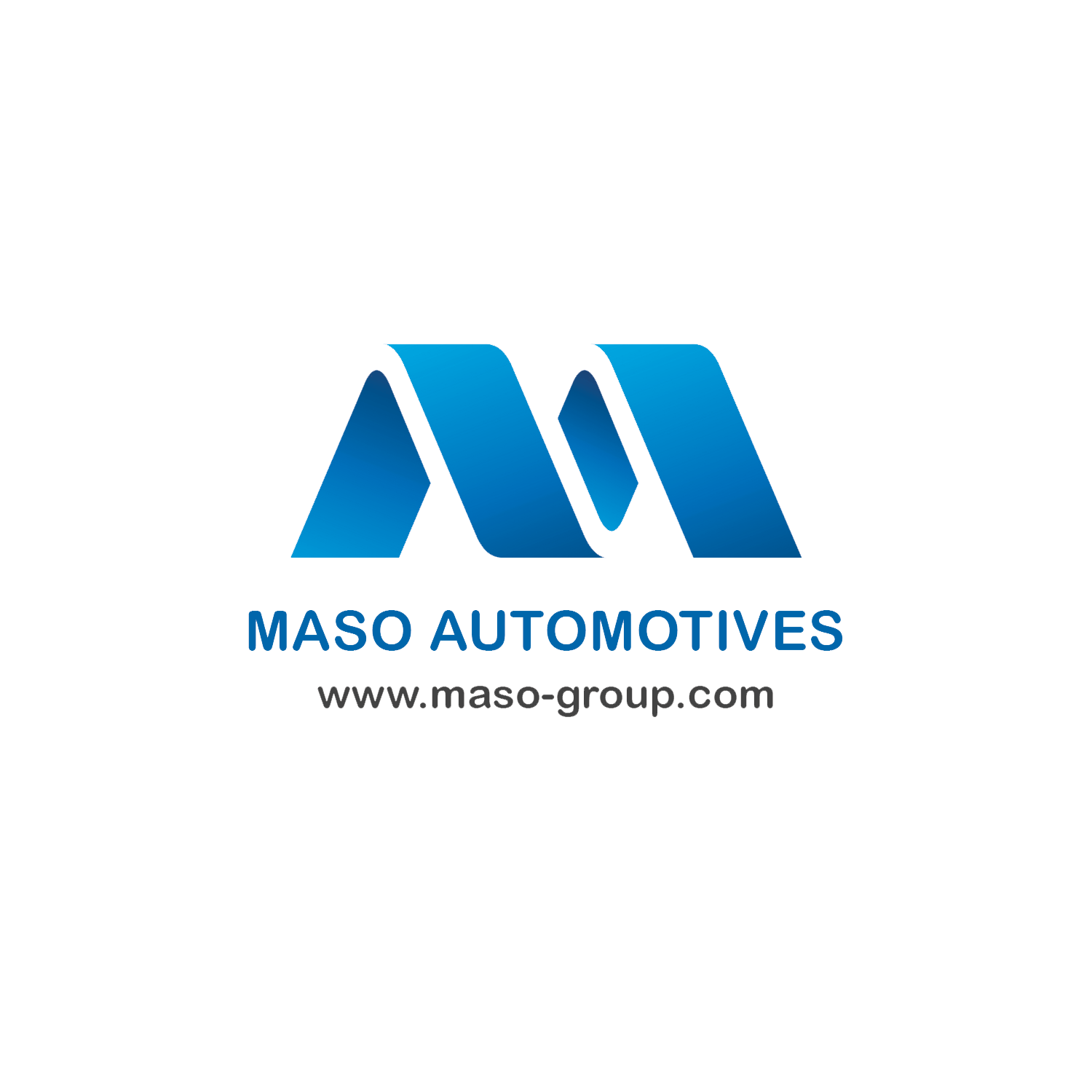 Blue logo for MASO AUTOMOTIVES, with overlapping