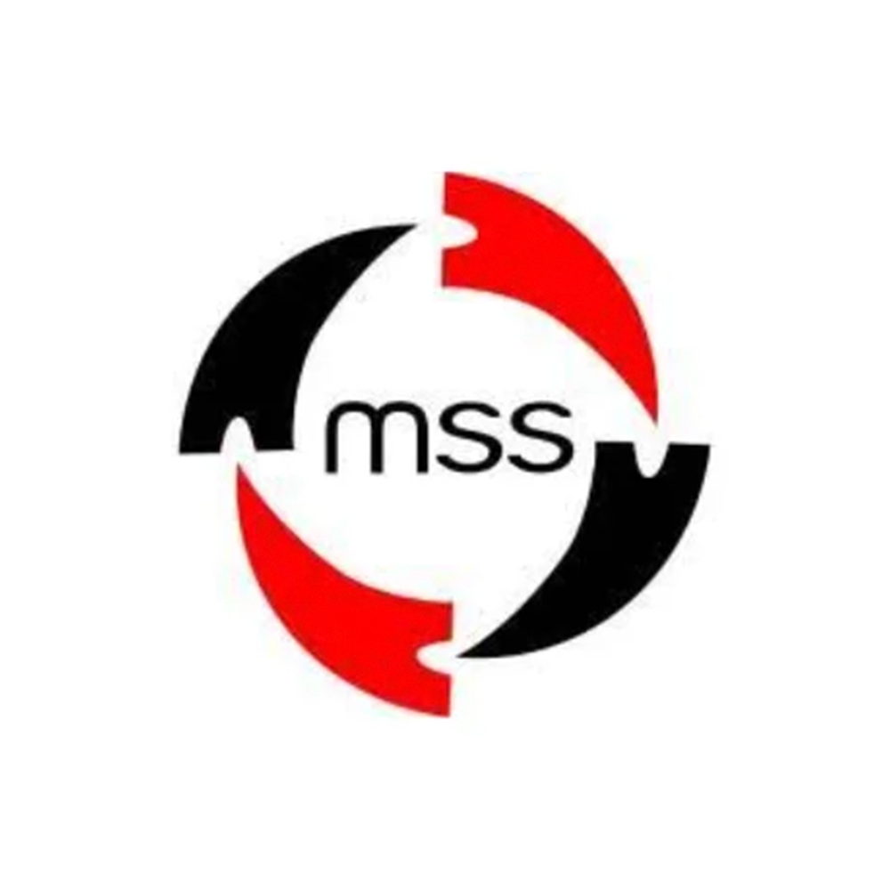 MSS logo with black and red circular arrows around lowercase text on a white background