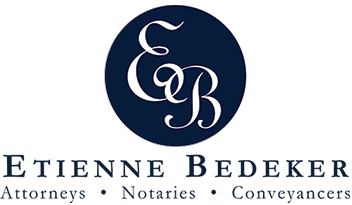 Logo for law firm Etienne Bedeker: white