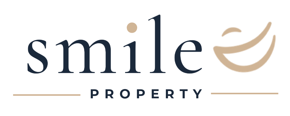 Go Home Smile Property logo with navy text and gold smile mark on a white background