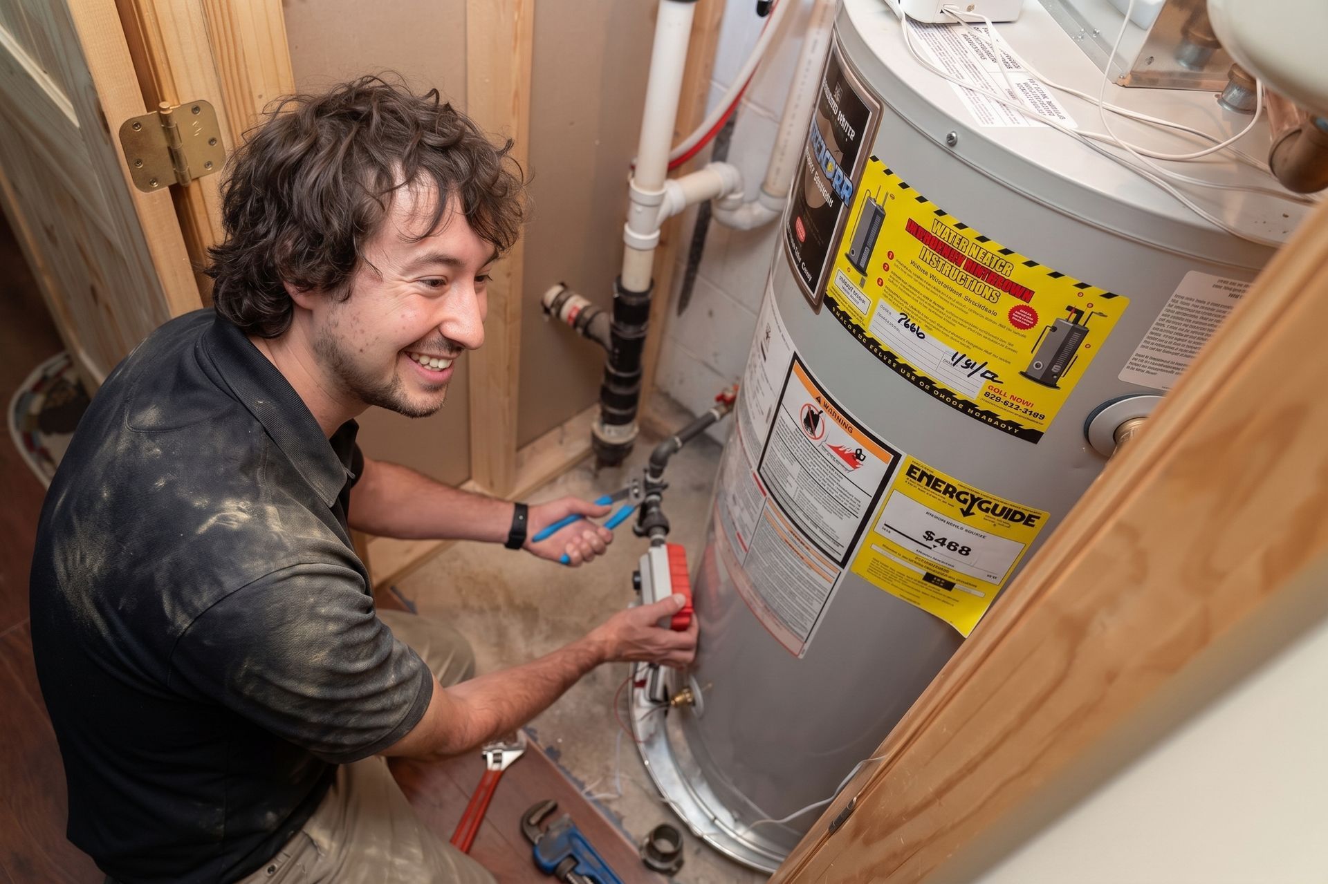 Our tech Taylor servicing a heater Our tech Taylor servicing a heater