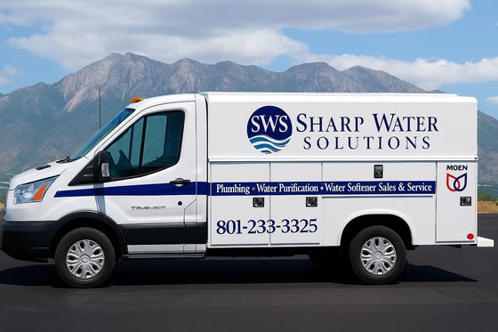 Sharp Water Solutions Service Van Providing Water Softener Services in Bluffdale, UT