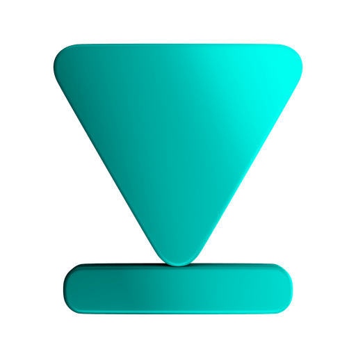 A blue triangle with a shadow on a white background.