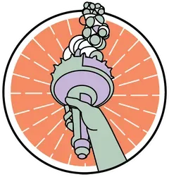 A hand is holding a torch in a circle.