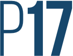 A blue p17 logo on a white background.