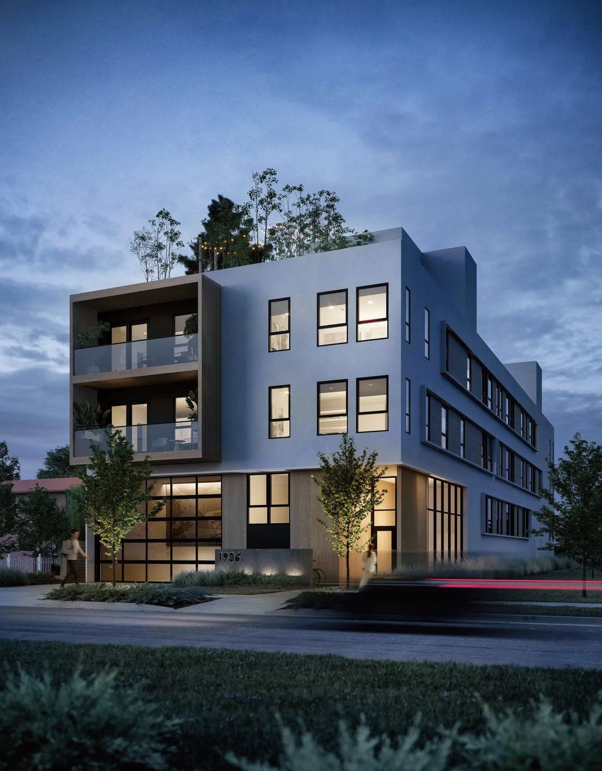An artist 's impression of a building with a lot of windows