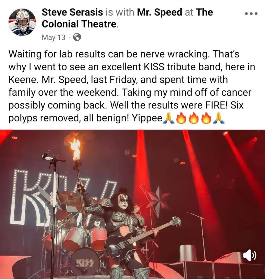 Steve Serasis post on Facebook about cancer journey and seeing Mr. Speed