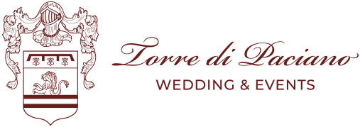 Logo di Torre di Luciano Wedding & Events con stemma color bordeaux su sfondo bianco.