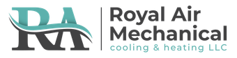 The logo for royal air mechanical cooling and heating llc.