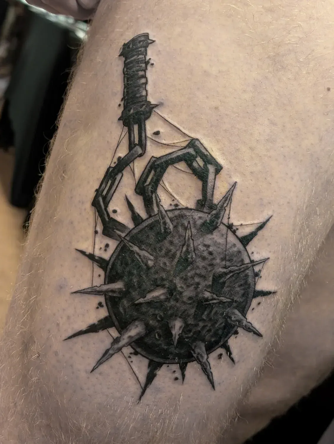 Dark freehand tattoo — bio-organic design
drawn directly onto skin by Crawlspace Tattoo Artist based in London