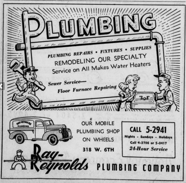 1948 Ray and Reynolds Plumbing advertisement in Little Rock Arkansas City Directory