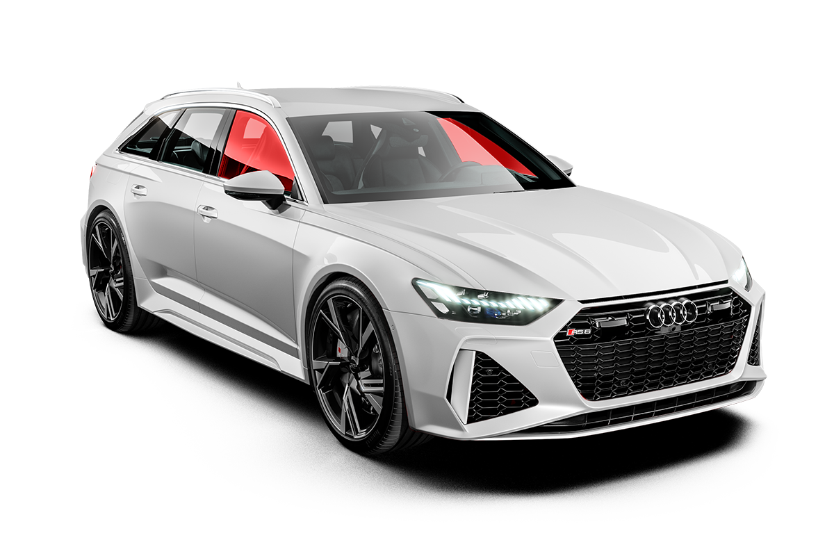 A white audi rs6 is shown on a white background.