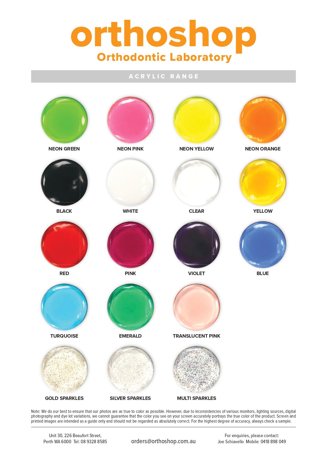 Module Colours Ortho Custom Orthodontic Appliances | Perth, WA | Orthoshop
