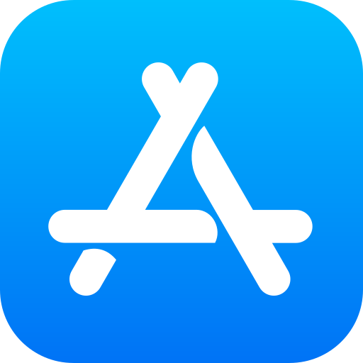 Apple App Store logo on a blue rounded-square background