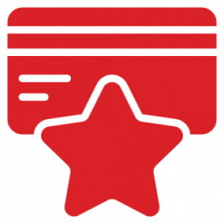 Red credit card with a red star icon on the front