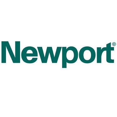 Newport logo in teal text on a white background