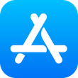 Apple App Store logo on a blue rounded-square background