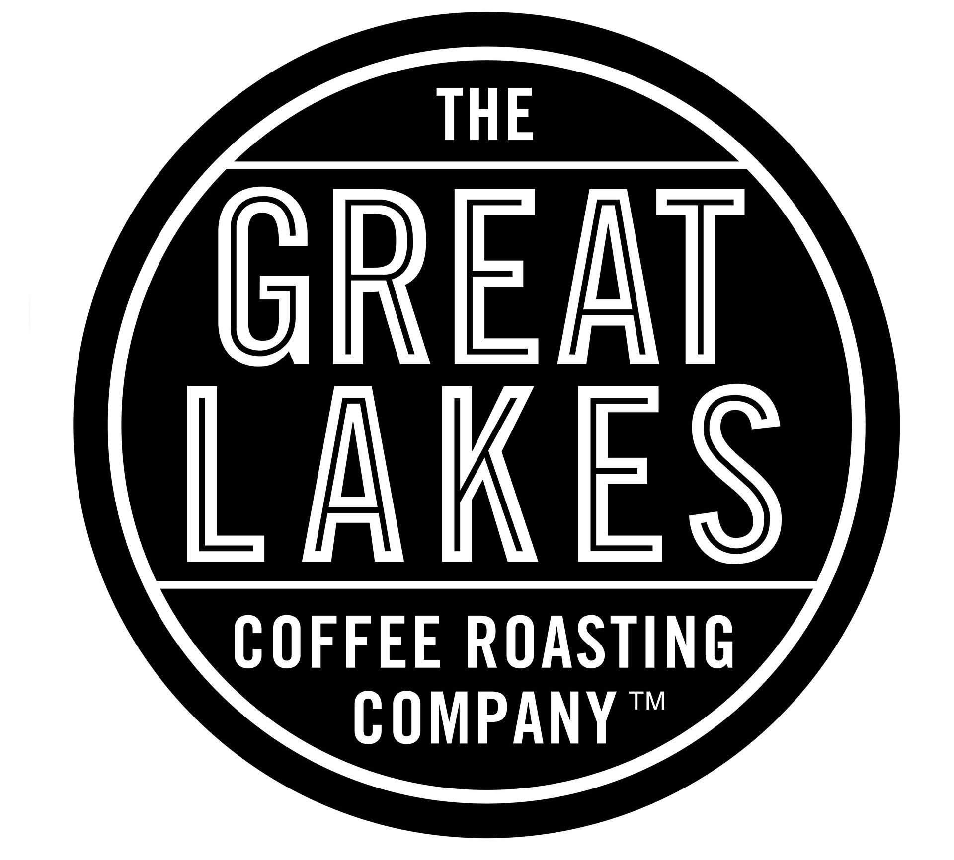 The Great Lakes Coffee Roasting Company logo in a black circle with white text