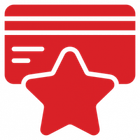 Red credit card with a red star icon on the front