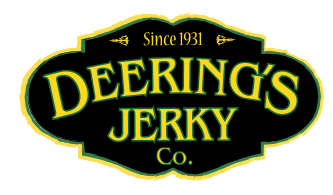 Deering’s Jerky Co. logo in black and gold with “Since 1931” text