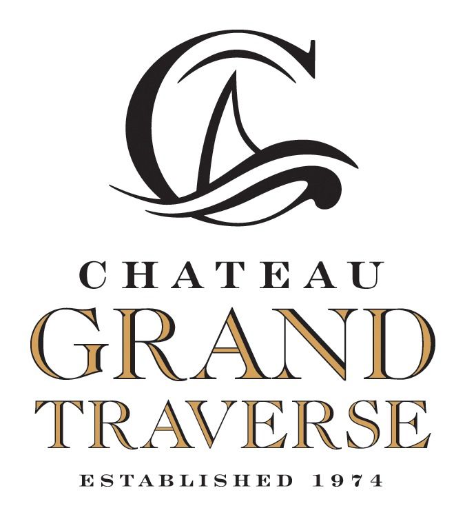 Chateau Grand Traverse logo with stylized black and gold lettering and “Established 1974” beneath.